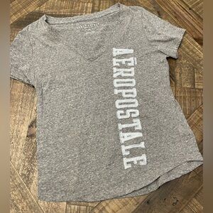 Aeropostale Gray V-Neck Tee with White Logo